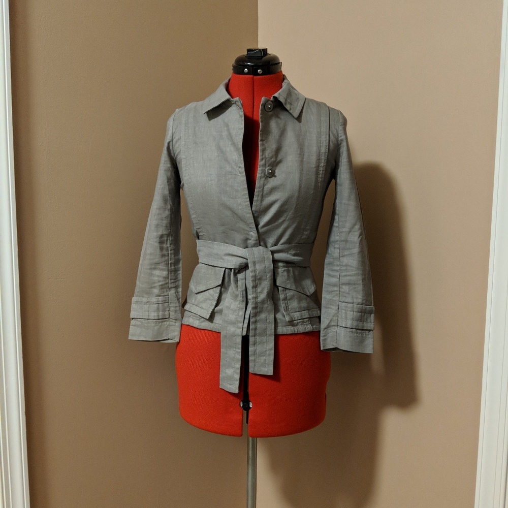 Theory Linen Blend 3/4 Sleeve Jacket with Belt